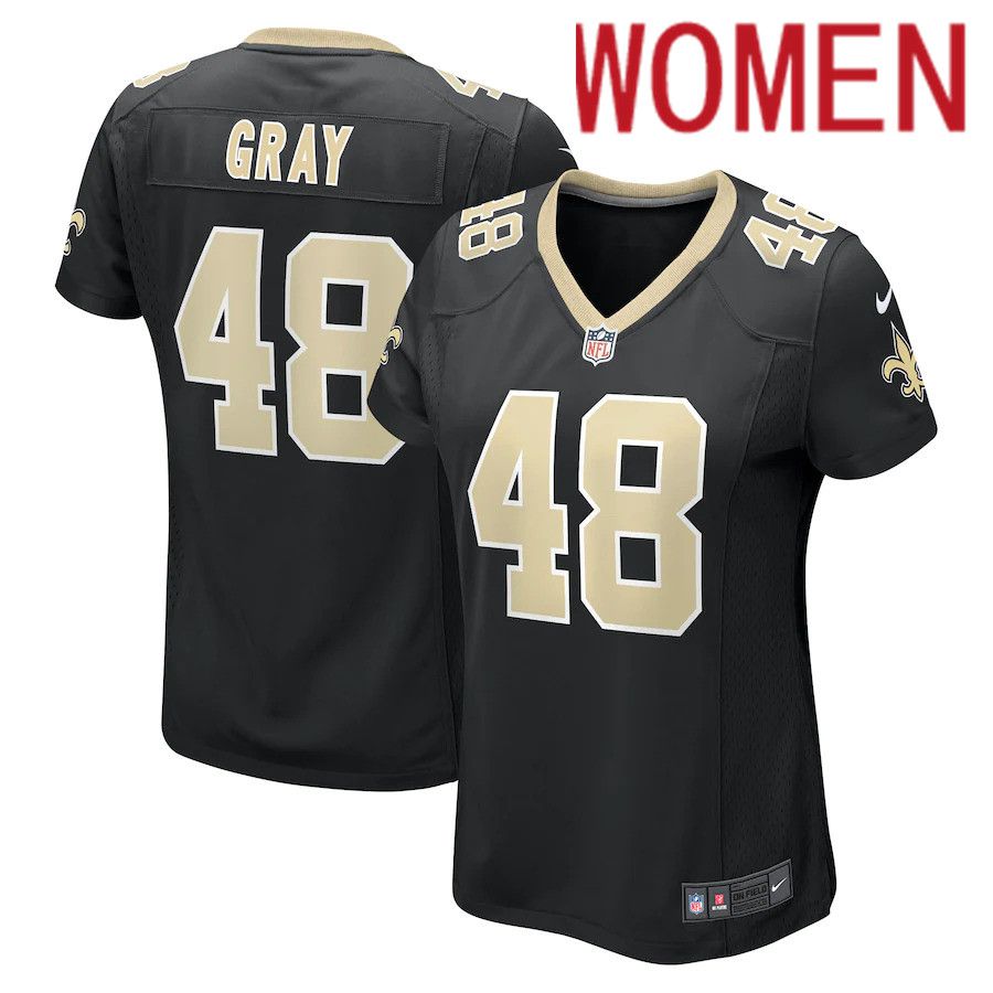 Women New Orleans Saints #48 J.T. Gray Nike Black Game NFL Jersey->women nfl jersey->Women Jersey